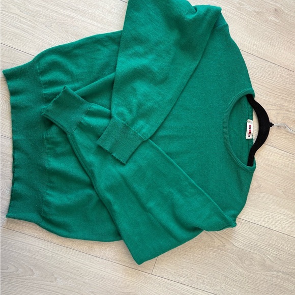 Rodier Wool Blend Crewneck Sweater Green Vintage French Knit Small/Medium - Picture 6 of 9